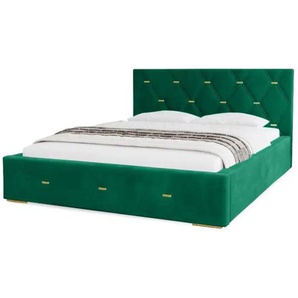 Polsterbett mit Stauraum  Gwithian ¦ grün ¦ Maße (cm): B: 215 H: 100