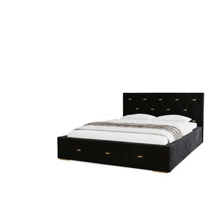 Polsterbett mit Stauraum Gwithian - schwarz - Materialmix - 215 cm - 100 cm | Möbel Kraft