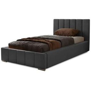 Polsterbett mit Stauraum mit Bettkasten und Lattenrost Nelia ¦ grau ¦ Maße (cm): B: 95 H: 100