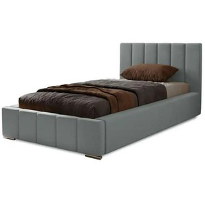 Polsterbett mit Stauraum mit Bettkasten und Lattenrost Nelia ¦ grau ¦ Maße (cm): B: 95 H: 100