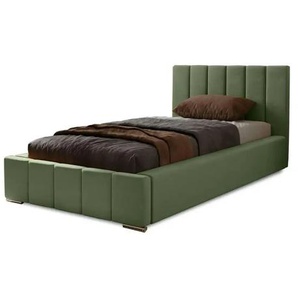 Polsterbett mit Stauraum mit Bettkasten und Lattenrost Nelia ¦ grün ¦ Maße (cm): B: 115 H: 100