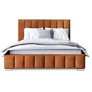 Polsterbett mit Stauraum - orange - Materialmix - 135 cm - 100 cm | Möbel Kraft