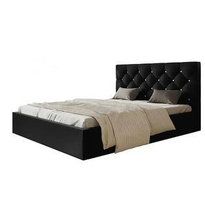 Polsterbett mit Stauraum - schwarz - Materialmix - 168 cm - 90 cm | Möbel Kraft