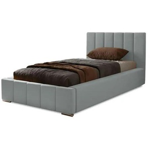Polsterbett mit Stauraum mit Bettkasten und Lattenrost - silber - Materialmix - 105 cm - 100 cm | Möbel Kraft