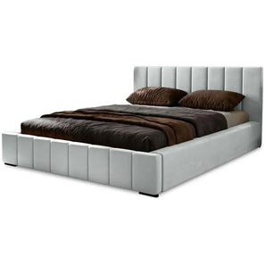 Polsterbett mit Stauraum - silber - Materialmix - 195 cm - 100 cm | Möbel Kraft
