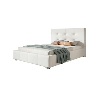 Polsterbett mit Stauraum - weiß - Materialmix - 104 cm | Möbel Kraft