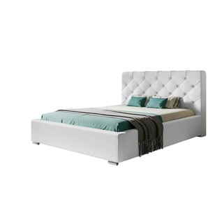Polsterbett mit Stauraum - weiß - Materialmix - 140 cm - 104 cm | Möbel Kraft