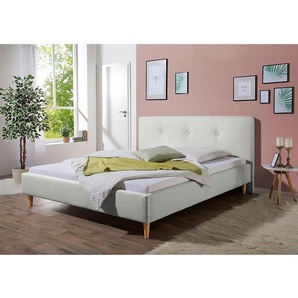 Polsterbett Mosvik 200 x 200cm Strukturstoff Grau/Kies