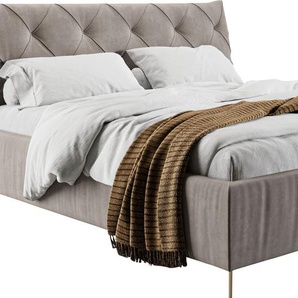 Polsterbett PLACES OF STYLE Elloree Betten Gr. Samtoptik, Liegefläche B/L: 180 cm x 220 cm Betthöhe: 43 cm, kein Härtegrad, silberfarben Boxspringbett Polsterbetten ohne Bettkasten Kopfteilhöhe 105cm, belastbar bis 280 kg, auch in Überlänge 220cm