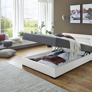 Polsterbett RELITA Betten Gr. LED-RGB-Leuchtmittel, Liegefläche B/L: 140 cm x 200 cm Höhe: 81 cm, Gewicht bis: 100 kg H3, Bonnell-Federkernmatratze, grau (weiß, grau, weiß) Polsterbetten mit Bettkasten Polsterbett 140 x 200 cm, wahlweise in Weiß, Schwarz