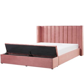 Polsterbett Rosa 160 x 200 cm aus Samtstoff mit Stauraum Elegantes Doppelbett Modernes Design