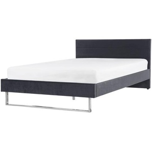 Doppelbett Grau Samtstoff Metallbeine 160 x 200 cm Bequem Glamour Schlaffzimmer