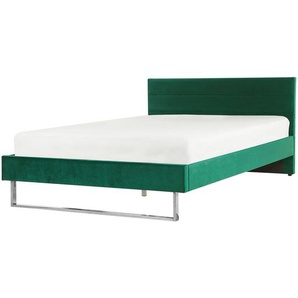 Doppelbett Grün Samtstoff Metallbeine 160 x 200 cm Bequem Glamour Schlaffzimmer