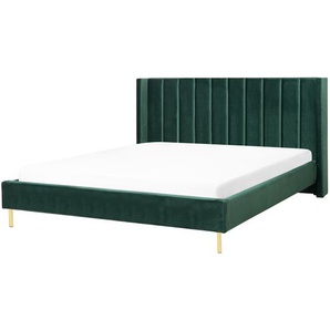 Elegantes Doppelbett in schönem Grün aus Samtstoff 160 x 200 cm grün Villette