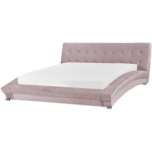 Polsterbett Rosa 160 x 200 cm Samtstoff Mit Lattenrost Geschwungene Formgebung Elegant Modern