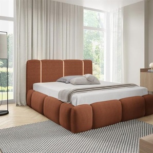 Polsterbett Schlafzimmerbett SPRINGS 120x200cm in Stoff Lambi Koralle