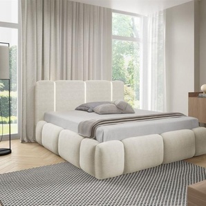 Polsterbett Schlafzimmerbett SPRINGS 200x200cm in Stoff Lambi Creme