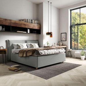 Polsterbett SCHLARAFFIA Cavalli Betten Gr. Webstoff SECRET, Liegefläche B/L: 120 cm x 200 cm Betthöhe: 40 cm, H2 + H2, Highway 240 ComFEEL Plus, silberfarben (silver) Polsterbetten ohne Bettkasten Betten Holzfuß in Eiche