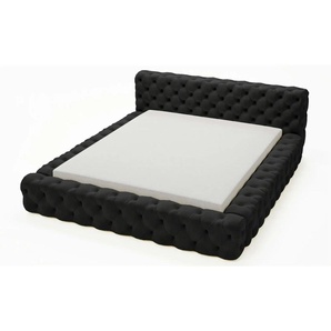 Polsterbett Glamour mit Stauraum Palini - schwarz - Materialmix - 198 cm - 85 cm | Möbel Kraft