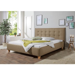 Polsterbett Skann 180 x 200cm Strukturstoff Braun/Hellbraun