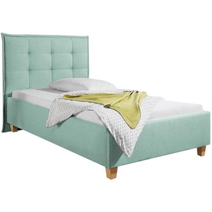 Polsterbett Skann 100 x 200cm Strukturstoff Grün/Mintgrün