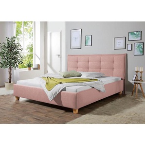 Polsterbett Skann 140 x 200cm Strukturstoff Pink/Altrosa