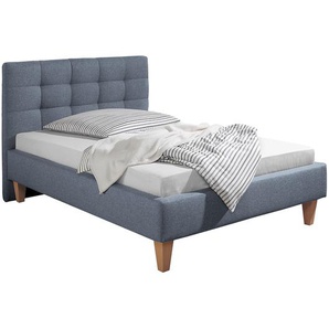 Polsterbett Stensborg 140 x 200cm Strukturstoff Blau/Schiefergrau ohne Lattenrost & Matratze