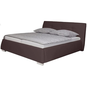 Polsterbett TOM TAILOR CLASSIC BUTTON Betten Gr. Kunstleder NTLO, Liegefläche B/L: 200 cm x 200 cm Höhe: 100 cm, H2 + H3, 5-Zonen-Tonnentaschen-Federkernmatratze, braun (wood ntlo 4) Bett Kunstlederbett Polsterbett Möbel Polsterbetten ohne Bettkasten