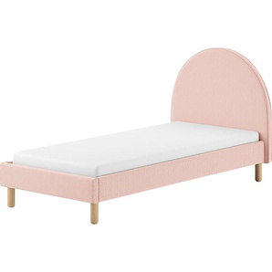 Polsterbett VIPACK MOON Betten Gr. Liegefläche B/L: 90 cm x 200 cm Betthöhe: 18 cm, kein Härtegrad, ohne Matratze, rosa (rosa, rosa, rosa) Polsterbetten ohne Bettkasten 2 Breiten (90 o. 140 cm), Lattenrost, Bouclé Stoff, wahlw. 4 Farben