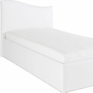 Polsterbett, weiß, B:112cm L:210cm, Bezug Bett: Kunstleder, Bonnell-Federkernmatratze: 51% Polypropylen, 39% Polyester und 10% Baumwolle, Kaltschaummatratze: 100% Polyester, Bezug abnehm- und waschbar bis 60u00b0C, WESTFALIA SCHLAFKOMFORT, Betten,