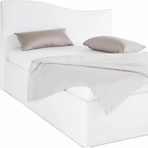 Polsterbett, weiß, B:112cm L:210cm, Bezug Bett: Kunstleder, Bonnell-Federkernmatratze: 51% Polypropylen, 39% Polyester und 10% Baumwolle, Kaltschaummatratze: 100% Polyester, Bezug abnehm- und waschbar bis 60u00b0C, WESTFALIA SCHLAFKOMFORT, Betten,