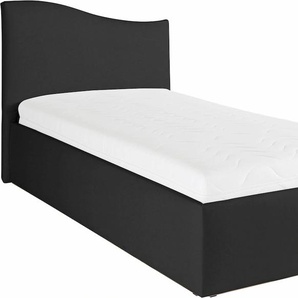 Polsterbett, schwarz, B:112cm L:210cm, Bezug Bett: Kunstleder, Bonnell-Federkernmatratze: 51% Polypropylen, 39% Polyester und 10% Baumwolle, Kaltschaummatratze: 100% Polyester, Bezug abnehm- und waschbar bis 60u00b0C, WESTFALIA SCHLAFKOMFORT, Betten,