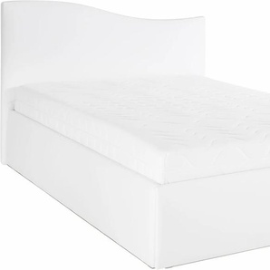 Polsterbett, weiß, B:152cm L:210cm, Bezug Bett: Kunstleder, Bonnell-Federkernmatratze: 51% Polypropylen, 39% Polyester und 10% Baumwolle, Kaltschaummatratze: 100% Polyester, Bezug abnehm- und waschbar bis 60u00b0C, WESTFALIA SCHLAFKOMFORT, Betten,