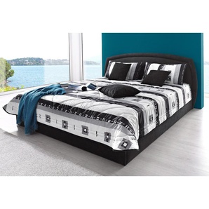 Polsterbett, schwarz, B:122cm L:212cm, Bezug Bett: Microfaser (100% Polyester), Bonnell-Federkernmatratze: Mischgewebe (51% Polyprophlen, 39% Polyester, 10% Baumwolle), Kaltschaummatratze: Frottee (100% Polyester), Bezug abnehm- und waschbar bis 60u00b0C,