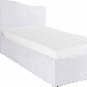 Polsterbett, weiß, B:112cm L:210cm, Bezug Bett: wahlweise Kunstleder oder Microfaser (100% Polyester), Bonnell-Federkernmatratze: 51% Polypropylen, 39% Polyester und 10% Baumwolle, Kaltschaummatratze: 100% Polyester, Bezug abnehm- und waschbar bis