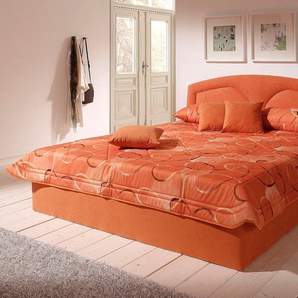 Polsterbett WESTFALIA SCHLAFKOMFORT Betten Gr. Microfaser, Liegefläche B/L: 100 cm x 200 cm Betthöhe: 42 cm, Gewicht bis: 80 kg H2, Kaltschaummatratze, orange (terrakotta) Bett Polsterbett Polsterbetten mit Bettkasten Betten inkl. bei Ausführung Matratze