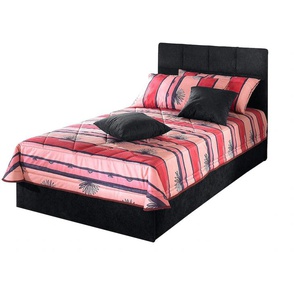 Polsterbett, schwarz, B:112cm L:210cm, Bezug Bett: Microfaser (100% Polyester), Bonnell-Federkernmatratze: 51% Polypropylen, 39% Polyester, 10% Baumwolle, Kaltschaummatratze: 100% Polyester, Bezug abnehm- und waschbar bis 60u00b0C, WESTFALIA