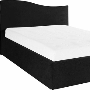 Polsterbett, schwarz, B:132cm L:210cm, Bezug Bett: wahlweise Kunstleder oder Microfaser (100% Polyester), Bonnell-Federkernmatratze: 51% Polypropylen, 39% Polyester und 10% Baumwolle, Kaltschaummatratze: 100% Polyester, Bezug abnehm- und waschbar bis