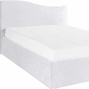Polsterbett, weiß, B:132cm L:210cm, Bezug Bett: wahlweise Kunstleder oder Microfaser (100% Polyester), Bonnell-Federkernmatratze: 51% Polypropylen, 39% Polyester und 10% Baumwolle, Kaltschaummatratze: 100% Polyester, Bezug abnehm- und waschbar bis