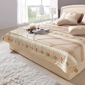 Polsterbett, schwarz, B:162cm L:212cm, Bezug Bett: Microfaser (100% Polyester), Bonnell-Federkernmatratze: Mischgewebe (51% Polyprophlen, 39% Polyester, 10% Baumwolle), Kaltschaummatratze: Frottee (100% Polyester), Bezug abnehm- und waschbar bis 60u00b0C,