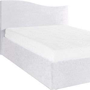 Polsterbett, weiß, B:152cm L:210cm, Bezug Bett: wahlweise Kunstleder oder Microfaser (100% Polyester), Bonnell-Federkernmatratze: 51% Polypropylen, 39% Polyester und 10% Baumwolle, Kaltschaummatratze: 100% Polyester, Bezug abnehm- und waschbar bis