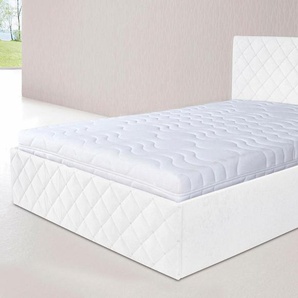 Polsterbett, weiß, B:150cm L:212cm, Bezug Bett: Microfaser (100% Polyester), Bonnell-Federkernmatratze: 51% Polypropylen, 39% Polyester, 10% Baumwolle, Kaltschaummatratze: 100% Polyester, Bezug abnehm- und waschbar bis 60u00b0C, WESTFALIA SCHLAFKOMFORT,