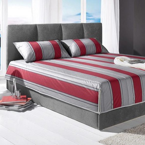 Polsterbett, grau, B:190cm L:210cm, Bezug Bett: Microfaser (100% Polyester), Bonnell-Federkernmatratze: 51% Polypropylen, 39% Polyester und 10% Baumwolle, Kaltschaummatratze: 100% Polyester, Bezug abnehm- und waschbar bis 60u00b0C, WESTFALIA