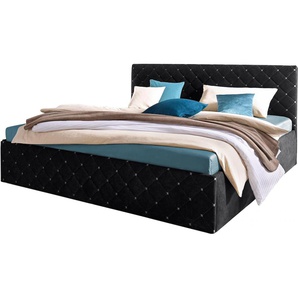 Polsterbett, schwarz, B:190cm L:212cm, Bezug Bett: Microfaser (100% Polyester), Bonnell-Federkernmatratze: 51% Polypropylen, 39% Polyester, 10% Baumwolle, Kaltschaummatratze: 100% Polyester, Bezug abnehm- und waschbar bis 60u00b0C, WESTFALIA