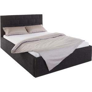 Polsterbett, schwarz, B:150cm H:98cm L:210cm, Bezug Bett: 100% Polyester, Bonnell-Federkernmatratze: 51% Polypropylen, 39% Polyester, 10% Baumwolle, Kaltschaummatratze: 100% Polyester, Bezug abnehm- und waschbar bis 60u00b0C, WESTFALIA SCHLAFKOMFORT,