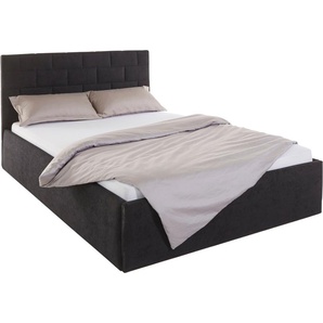 Polsterbett, schwarz, B:150cm H:98cm L:210cm, Bezug Bett: 100% Polyester, Bonnell-Federkernmatratze: 51% Polypropylen, 39% Polyester, 10% Baumwolle, Kaltschaummatratze: 100% Polyester, Bezug abnehm- und waschbar bis 60u00b0C, WESTFALIA SCHLAFKOMFORT,