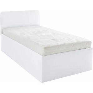 Polsterbett Davos, OTTOs Choice Topseller, weiß, B:125cm H:98cm L:210cm, Bezug Bett: Microfaser (100% Polyester), Bonnell-Federkernmatratze: 51% Polypropylen, 39% Polyester und 10% Baumwolle, Kaltschaummatratze: 100% Polyester, Bezug abnehm- und waschbar