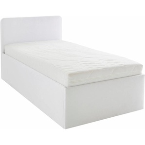 Polsterbett Davos, OTTOs Choice Topseller, weiß, B:145cm H:98cm L:210cm, Bezug Bett: Microfaser (100% Polyester), Bonnell-Federkernmatratze: 51% Polypropylen, 39% Polyester und 10% Baumwolle, Kaltschaummatratze: 100% Polyester, Bezug abnehm- und waschbar
