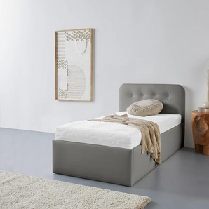 Polsterbett WESTFALIA SCHLAFKOMFORT Rostock Betten Gr. Kunstleder, Liegefläche B/L: 100 cm x 200 cm Betthöhe: 42 cm, Gewicht bis: 80 kg H2, Bonnell-Federkernmatratze, grau Polsterbetten mit Bettkasten auch Stauraum erhältlich Bestseller