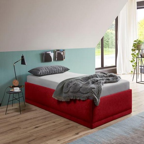 Polsterbett WESTFALIA SCHLAFKOMFORT Texel Betten Gr. Microfaser, Liegefläche B/L: 100 cm x 200 cm Betthöhe: 34 cm, Gewicht bis: 100 kg H3, Bonnell-Federkernmatratze, rot (bordeaux, rot) Polsterbetten ohne Bettkasten mit Betten Standardhöhe Zierkissen, bei